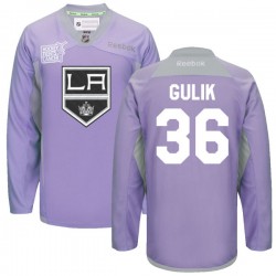 Los Angeles Kings David Van Der Gulik Official Purple Reebok Authentic Adult 2016 Hockey Fights Cancer Practice Jersey