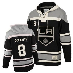 Los Angeles Kings Drew Doughty Official Black Old Time Hockey Authentic Adult Sawyer Hooded Sweatshirt Jersey