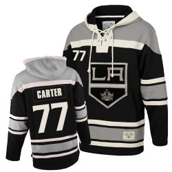 Los Angeles Kings Jeff Carter Official Black Old Time Hockey Premier Adult Sawyer Hooded Sweatshirt Jersey