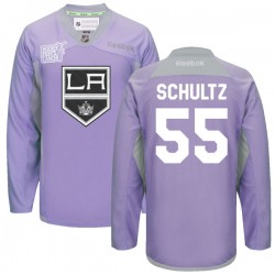 Los Angeles Kings Jeff Schultz Official Purple Reebok Authentic Adult 2016 Hockey Fights Cancer Practice Jersey