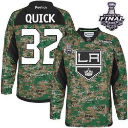 Los Angeles Kings Jonathan Quick Official Camo Reebok Authentic Adult Veterans Day Practice 2014 Stanley Cup NHL Hockey Jersey