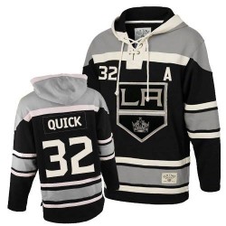 Los Angeles Kings Jonathan Quick Official Black Old Time Hockey Authentic Adult Sawyer Hooded Sweatshirt Jersey