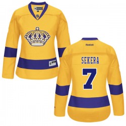 Los Angeles Kings Andrej Sekera Official Gold Reebok Premier Women's Alternate NHL Hockey Jersey
