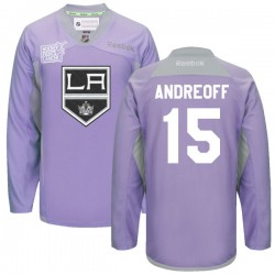 Los Angeles Kings Andy Andreoff Official Purple Reebok Premier Adult 2016 Hockey Fights Cancer Practice Jersey