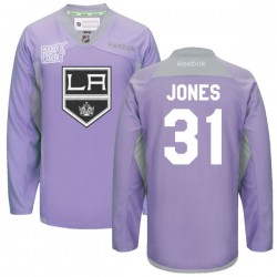 Los Angeles Kings Martin Jones Official Purple Reebok Premier Adult 2016 Hockey Fights Cancer Practice Jersey
