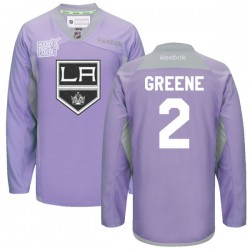 Los Angeles Kings Matt Greene Official Purple Reebok Authentic Adult 2016 Hockey Fights Cancer Practice Jersey