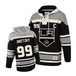 Los Angeles Kings Wayne Gretzky Official Black Old Time Hockey Authentic Adult Sawyer Hooded Sweatshirt Jersey