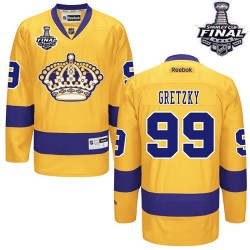 Los Angeles Kings Wayne Gretzky Official Gold Reebok Authentic Adult Third 2014 Stanley Cup NHL Hockey Jersey