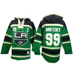 Los Angeles Kings Wayne Gretzky Official Green Old Time Hockey Authentic Adult St. Patrick's Day McNary Lace Hoodie Jersey