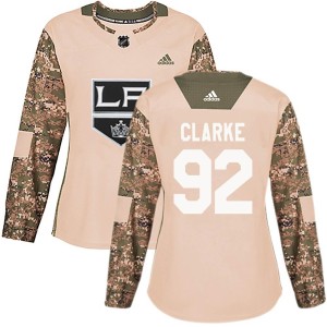 Los Angeles Kings Brandt Clarke Official Camo Adidas Authentic Women's Veterans Day Practice NHL Hockey Jersey