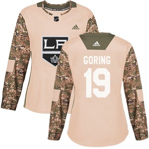 Los Angeles Kings Butch Goring Official Camo Adidas Authentic Women's Veterans Day Practice NHL Hockey Jersey