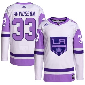 Los Angeles Kings Viktor Arvidsson Official White/Purple Adidas Authentic Adult Hockey Fights Cancer Primegreen NHL Hockey Jersey