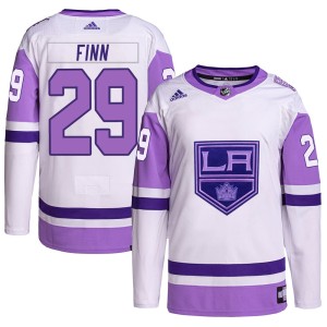 Los Angeles Kings Steven Finn Official White/Purple Adidas Authentic Adult Hockey Fights Cancer Primegreen NHL Hockey Jersey