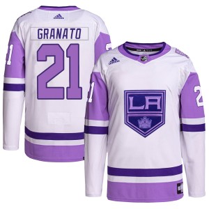 Los Angeles Kings Tony Granato Official White/Purple Adidas Authentic Adult Hockey Fights Cancer Primegreen NHL Hockey Jersey