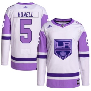 Los Angeles Kings Harry Howell Official White/Purple Adidas Authentic Adult Hockey Fights Cancer Primegreen NHL Hockey Jersey
