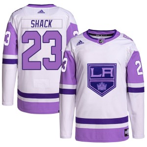 Los Angeles Kings Eddie Shack Official White/Purple Adidas Authentic Adult Hockey Fights Cancer Primegreen NHL Hockey Jersey