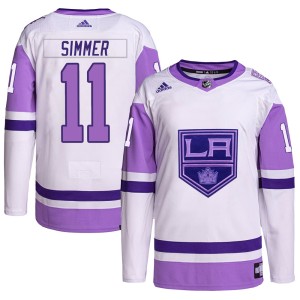 Los Angeles Kings Charlie Simmer Official White/Purple Adidas Authentic Adult Hockey Fights Cancer Primegreen NHL Hockey Jersey