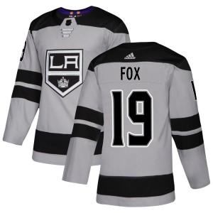 Los Angeles Kings Jim Fox Official Gray Adidas Authentic Adult Alternate NHL Hockey Jersey