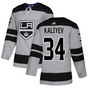 Los Angeles Kings Arthur Kaliyev Official Gray Adidas Authentic Adult Alternate NHL Hockey Jersey