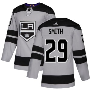 Los Angeles Kings Billy Smith Official Gray Adidas Authentic Adult Alternate NHL Hockey Jersey
