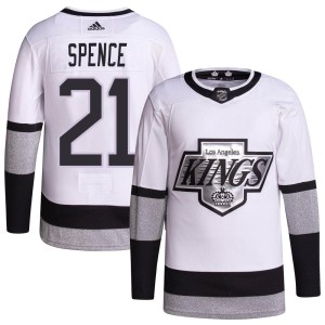 Los Angeles Kings Jordan Spence Official White Adidas Authentic Youth 2021/22 Alternate Primegreen Pro Player NHL Hockey Jersey