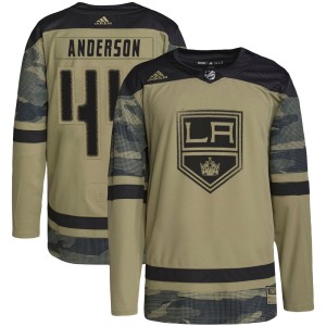 Los Angeles Kings Mikey Anderson Official Camo Adidas Authentic Youth Military Appreciation Practice NHL Hockey Jersey