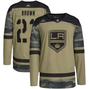 Los Angeles Kings Dustin Brown Official Brown Adidas Authentic Youth Camo Military Appreciation Practice NHL Hockey Jersey