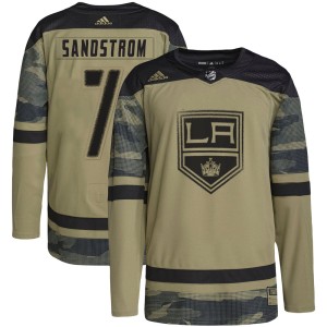 Los Angeles Kings Tomas Sandstrom Official Camo Adidas Authentic Youth Military Appreciation Practice NHL Hockey Jersey