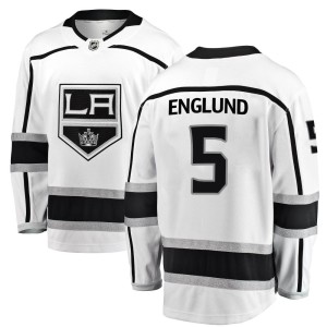 Los Angeles Kings Andreas Englund Official White Fanatics Branded Breakaway Youth Away NHL Hockey Jersey