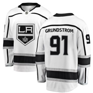 Los Angeles Kings Carl Grundstrom Official White Fanatics Branded Breakaway Youth Away NHL Hockey Jersey