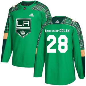 Los Angeles Kings Jaret Anderson-Dolan Official Green Adidas Authentic Adult St. Patrick's Day Practice NHL Hockey Jersey