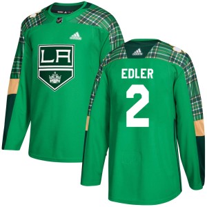 Los Angeles Kings Alexander Edler Official Green Adidas Authentic Adult St. Patrick's Day Practice NHL Hockey Jersey