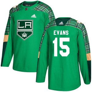Los Angeles Kings Daryl Evans Official Green Adidas Authentic Adult St. Patrick's Day Practice NHL Hockey Jersey