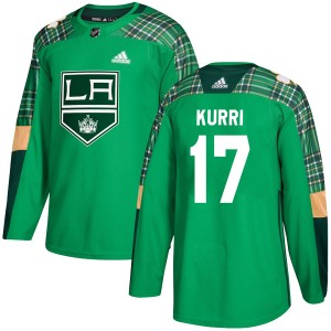 Los Angeles Kings Jari Kurri Official Green Adidas Authentic Adult St. Patrick's Day Practice NHL Hockey Jersey