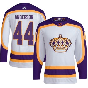 Los Angeles Kings Mikey Anderson Official White Adidas Authentic Adult Reverse Retro 2.0 NHL Hockey Jersey