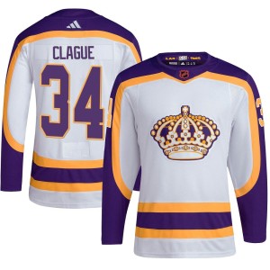 Los Angeles Kings Kale Clague Official White Adidas Authentic Adult Reverse Retro 2.0 NHL Hockey Jersey