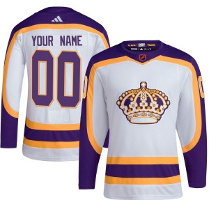 Los Angeles Kings Custom Official White Adidas Authentic Youth Custom Reverse Retro 2.0 NHL Hockey Jersey