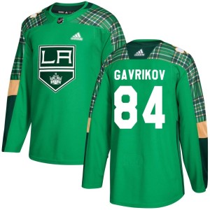 Los Angeles Kings Vladislav Gavrikov Official Green Adidas Authentic Youth St. Patrick's Day Practice NHL Hockey Jersey