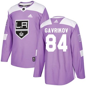 Los Angeles Kings Vladislav Gavrikov Official Purple Adidas Authentic Adult Fights Cancer Practice NHL Hockey Jersey