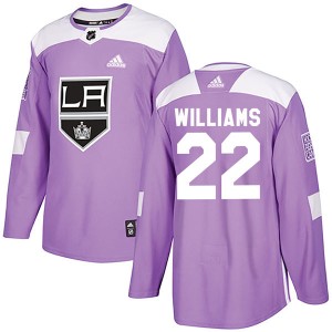 Los Angeles Kings Tiger Williams Official Purple Adidas Authentic Adult Fights Cancer Practice NHL Hockey Jersey
