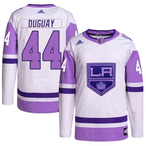 Los Angeles Kings Ron Duguay Official White/Purple Adidas Authentic Youth Hockey Fights Cancer Primegreen NHL Hockey Jersey
