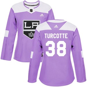 Los Angeles Kings Alex Turcotte Official Purple Adidas Authentic Women's Fights Cancer Practice NHL Hockey Jersey