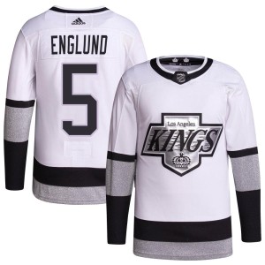 Los Angeles Kings Andreas Englund Official White Adidas Authentic Adult 2021/22 Alternate Primegreen Pro Player NHL Hockey Jersey