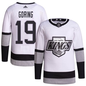 Los Angeles Kings Butch Goring Official White Adidas Authentic Adult 2021/22 Alternate Primegreen Pro Player NHL Hockey Jersey