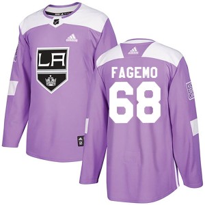 Los Angeles Kings Samuel Fagemo Official Purple Adidas Authentic Youth Fights Cancer Practice NHL Hockey Jersey