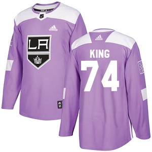 Los Angeles Kings Dwight King Official Purple Adidas Authentic Youth Fights Cancer Practice NHL Hockey Jersey