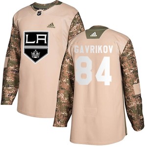 Los Angeles Kings Vladislav Gavrikov Official Camo Adidas Authentic Youth Veterans Day Practice NHL Hockey Jersey