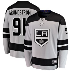 Los Angeles Kings Carl Grundstrom Official Gray Fanatics Branded Breakaway Adult Alternate NHL Hockey Jersey