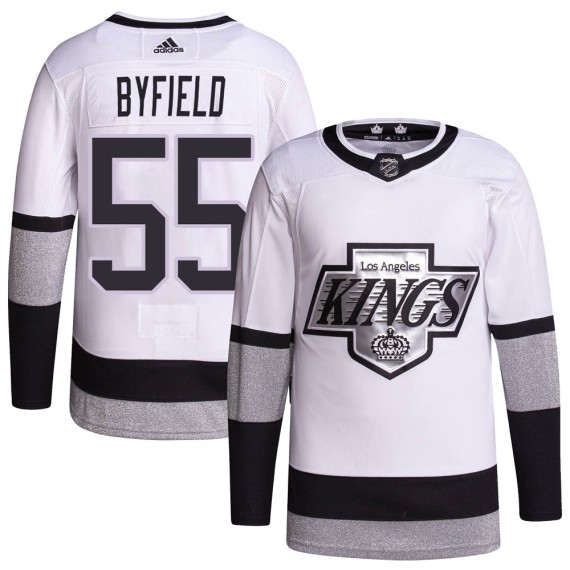 Los Angeles Kings Quinton Byfield Official White Adidas Authentic Youth 2021/22 Alternate Primegreen Pro Player NHL Hockey Jersey