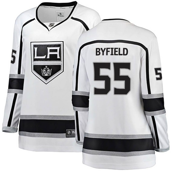 Los Angeles Kings Quinton Byfield Official White Fanatics Branded Breakaway Women's Away NHL Hockey Jersey